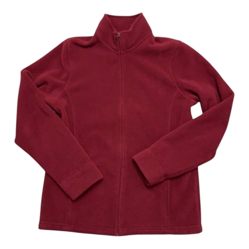 Full-Zip Fleece Sweater Jacket Medium M Burgundy Red‎ Winter Cardigan Top Shirt